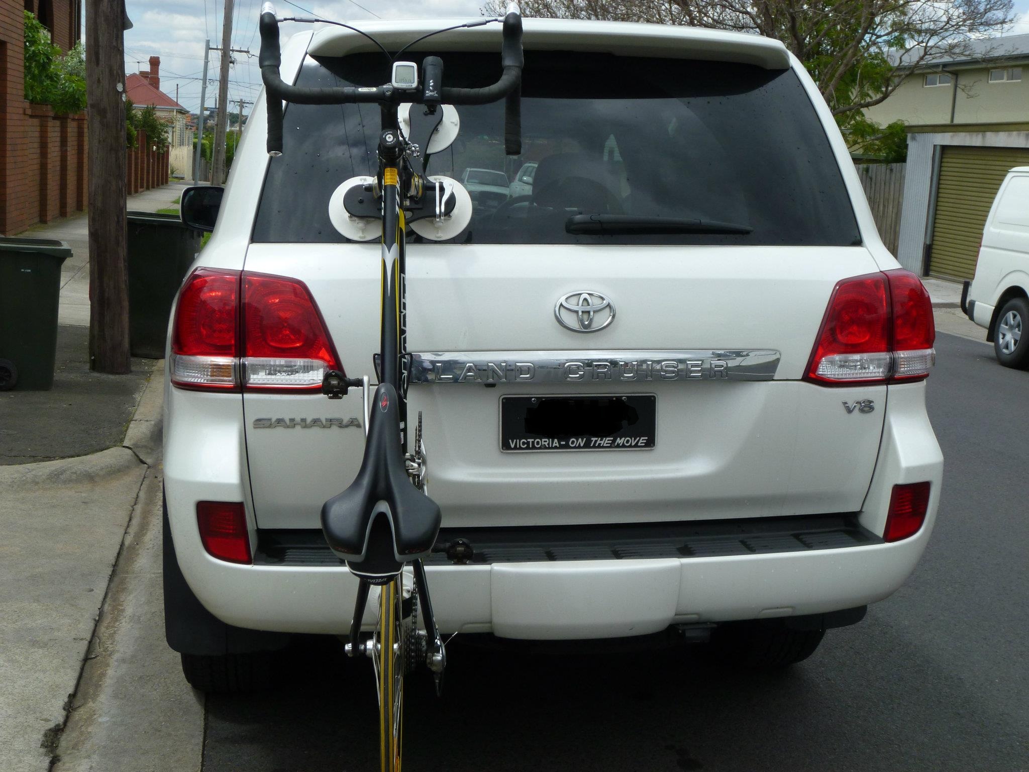 Toyota Land Cruiser with SeaSucker Talon Bike Rack - Rear View