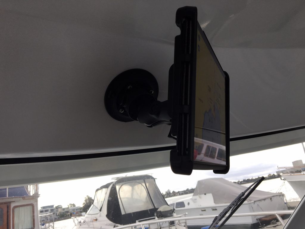 Off-Road & Marine Tablet Cradle Mount in boat