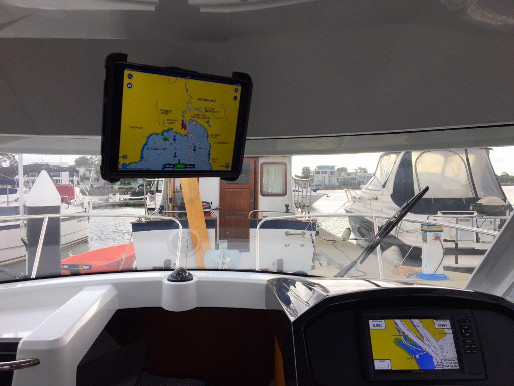 Off-Road & Marine Tablet Cradle Mount in boat