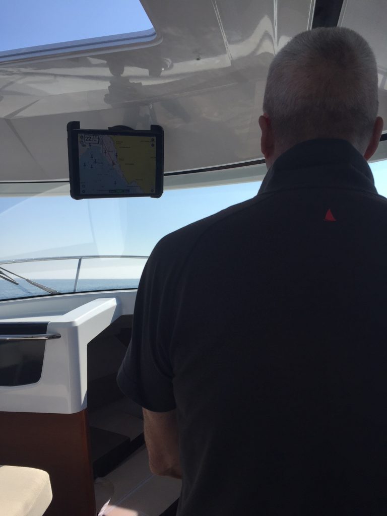 Off-Road & Marine Tablet Cradle Mount in boat