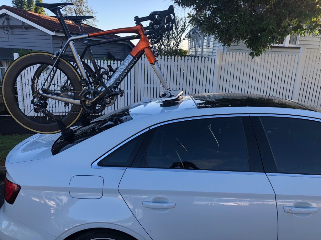 SeaSucker Mini Bomber 2-Bike Rack fitted to an Audi S3