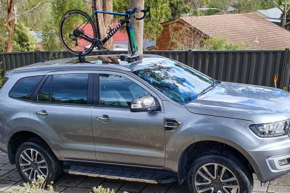 SeaSucker Talon 1-Bike Rack attached to the panoramic roof of a Ford Everest