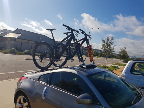 Nissav-350z Bike Rack with a SeaSucker Mini Bomber