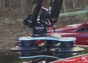 How to install a SeaSucker bike rack. Close up of SeaSucker Talon main board installed on a panoramic roof