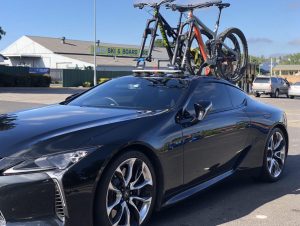 SeaSucker Mini Bomber mounted on a Lexus LC500