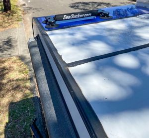 Close up of the removable roof rack on Caravan